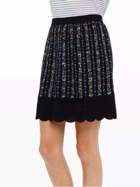 Club Monaco Black Multicolored Sequin Beaded A-Line Mini Skirt Scalloped 4